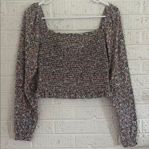 Floral Ruched Long Sleeve Top